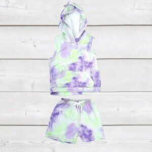 Purple and Green Hooded Lounge Set 18-24 Months Girls